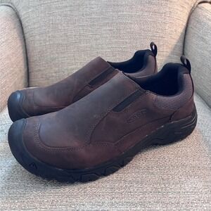 KEEN Targhee III Slip On Mens 12 Wide Dark Earth Brown Leather Shoes 1027954